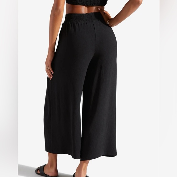 🔺SOLD🔺✨NEW Set✨ Shoedazzle Smocked Wide Leg Pant & Tie Front Crop Top - Large - Picture 4 of 13